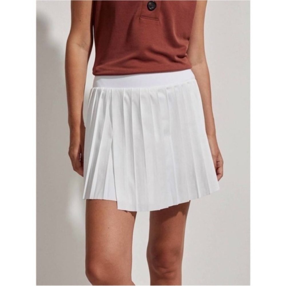 Varley White Pleated Skirt